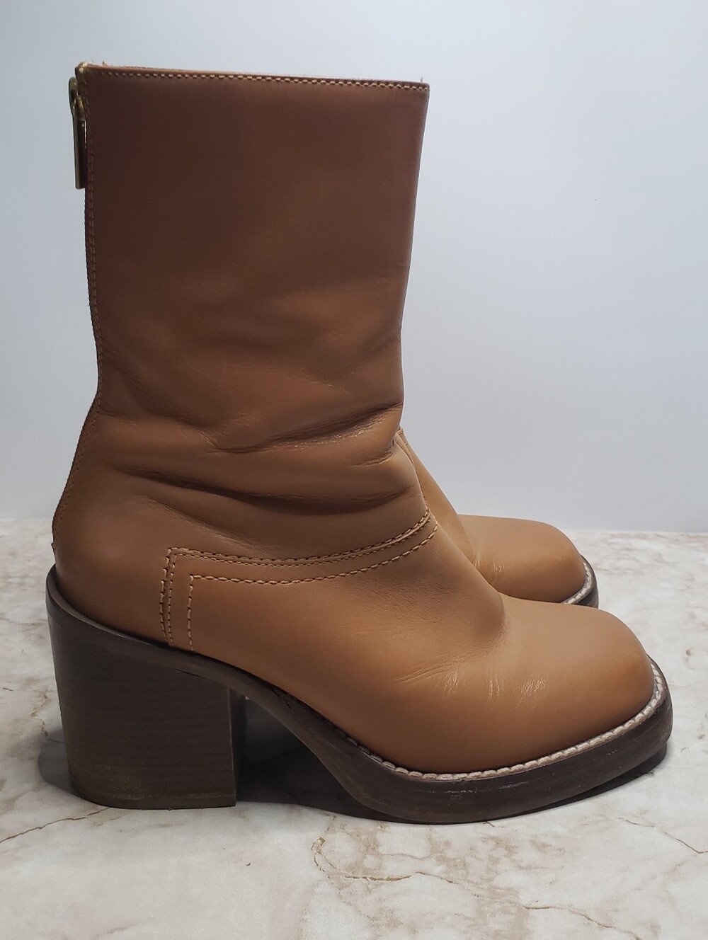 Free People Portwood Women's Leather Block Heel Boots Size 36